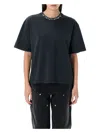 Golden Goose Anthracite Grey T-shirt With Crystals In Washed Black