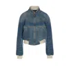 Golden Goose Ianira Denim Jacket With Knitted Ribbed Profiles In Blue
