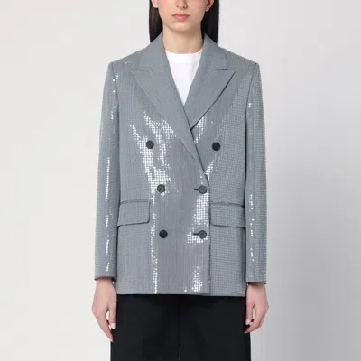 GOLDEN GOOSE WOMEN'S DOUBLE-BREASTED JACKET IN PIED DE POULE WITH SEQUINS