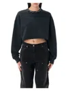 Golden Goose Golden Cropped Crewneck Sweatshirt In Black