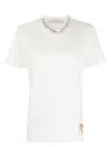 Golden Goose White Crewneck T-shirt With Rhinestone Embellishments On The Collar And Logo Detail On The Rear In White