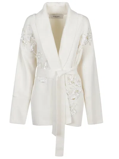 Golden Goose Women Embroidered Floral Cardigan In White
