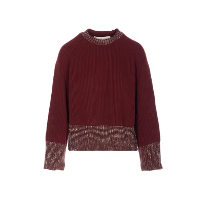 Golden Goose Women Embroidered Rhinestones Sweater In Red