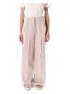 Golden Goose Light Pink Wide-leg Trousers In Wool In Shadow Pink