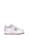 Golden Goose Forty2 Distressed Finish Leather And Fabric Sneakers With Pink Star