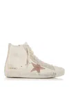 Golden Goose White Leather Francy Sneakers In Orange
