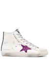 Golden Goose Star Patch Leather High-top Sneakers In White,ice,fucsia