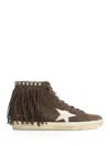 Golden Goose Francy With Fringes Suede Upper Toe Tongue And Fringes Glitter Star Sneakers Multicolor In Brown