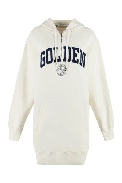 Golden Goose Women's Geneve Logo Print Cotton Sweatdress For Ss23 In Panna
