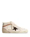 Golden Goose Women's Glitter Star Mid Top Sneakers In White Ecru/brown/nude/beige