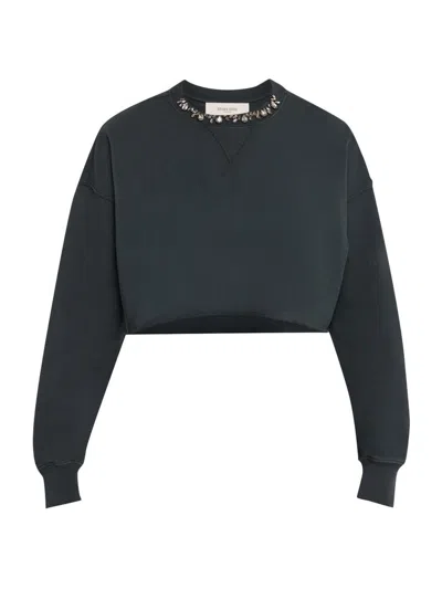 Golden Goose Women's Golden Jeweled Cropped Sweatshirt In Black