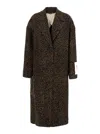 Golden Goose Cocoon Coat In Faded Leopard Jacquard Wool In Brown