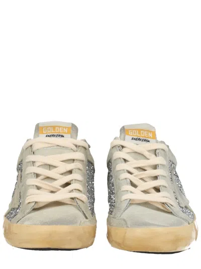 Golden Goose Sneakers Glitter Detail Perforated Side Star Motif In Gray
