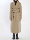 Golden Goose Double-breasted Wool Blend Long Coat In Neutral