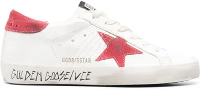 Golden Goose Super-star Suede-trimmed Distressed Leather Sneakers In Cream