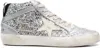 Golden Goose Glittered High-top Sneakers In Silver,ivory,black