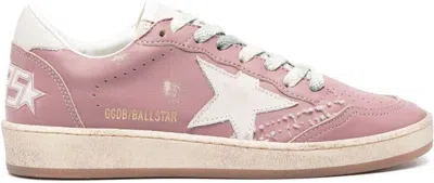 Golden Goose Ball Star Leather Sneakers In Maroon