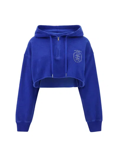 Golden Goose Logo-print Cropped Hoodie In Blue