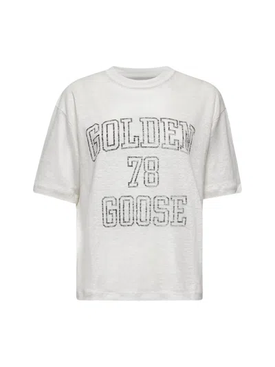 Golden Goose Women Ivory Linen Boxy T-shirt
