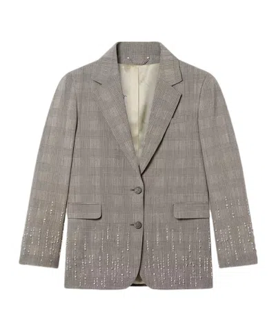 Golden Goose Check Embellishment Jacket In Gray