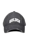 Golden Goose Starry Distressed Baseball Cap With Rigid Visor In Black