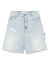 Golden Goose Distressed Denim Bermuda Shorts In Multicolor