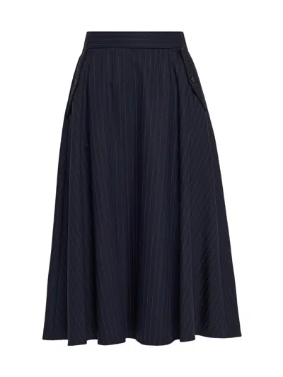 Golden Goose Women's Journey Pinstriped Wool Skirt In Black