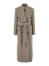 Golden Goose Journey Ws Double Breasted Coat With Detachable Belt Casentino Wool In Brown