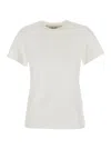 Golden Goose Journey Ws Slim Long T-shirt Burned Out Jersey Knitted Rib With Floc Print In White