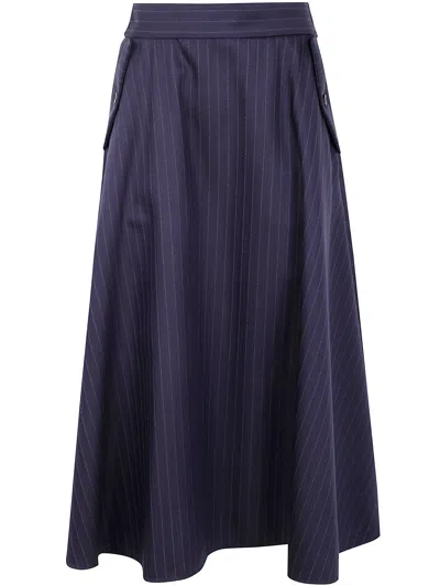 GOLDEN GOOSE GOLDEN GOOSE WOMEN "JOURNEY W`S" CIRCLE SKIRT WITH FLAP POCKETS DETAIL PINSTRIPE