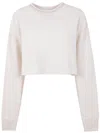 Golden Goose "journey W`s" Cropped Crew Neck Sweatshirt Overprinted Cotton Fleece Vintage Treatment  In Neutral