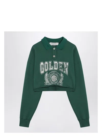 Golden Goose Women's Journey W`s Cropped Sweatshirt Polo Neck Organic Cotton Fleece With Print
