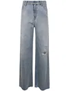 Golden Goose Journey W`s Melody Boyfriend Pant Destoyed Bleached Denim Clothing In Blue