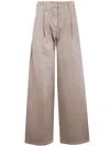 Golden Goose Wide Leg Cotton Denim Trousers In Neutral