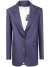 Golden Goose "journey W`s" Single Breast Over Jacket Pinstripe Clothing In Blue