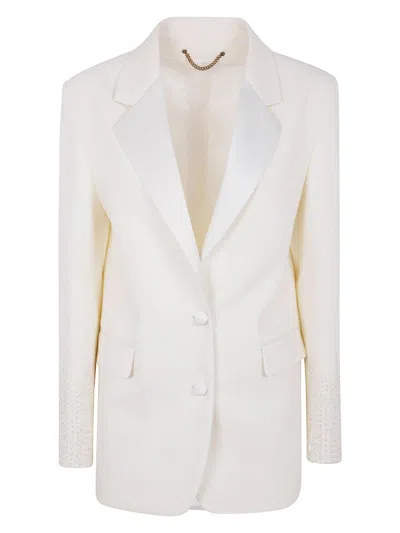 GOLDEN GOOSE WOMEN'S JOURNEY W`S SINGLE BREASTED OVER JACKET VISCOSE WOOL CREPE W SATIN LAPEL & BEADS EMBROIDERY