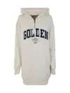 Golden Goose White Sweatshirt Dress With Hood And Golden Patch In White