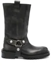 Golden Goose Kurt Boots In Black Leather With Buckle In Animal Print