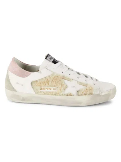 GOLDEN GOOSE WOMEN'S LEATHER & SHEARLING TRIM SNEAKERS