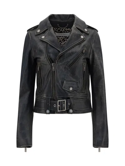 Golden Goose Women Leather Jacket In Black