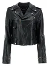 Golden Goose Shiny Black Sheepskin Biker Jacket With Sturdy Zip