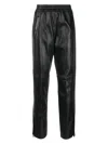 Golden Goose Leather Elastic-waist Cropped Trousers In Black