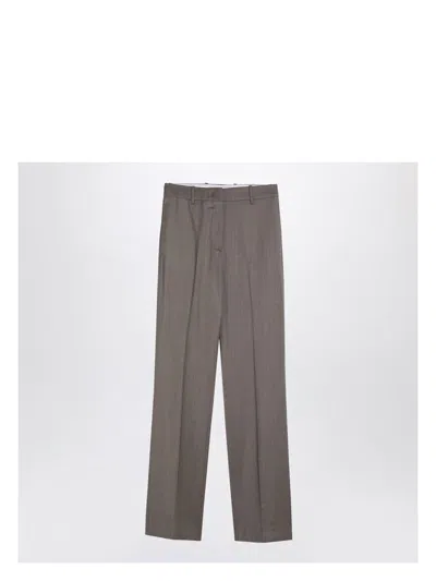GOLDEN GOOSE WOMEN'S LIGHT GREY WOOL TROUSERS WITH DARTS