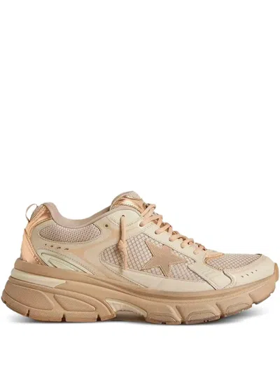 Golden Goose Net Leather And Suede Sneakers With Star Detail In Gray