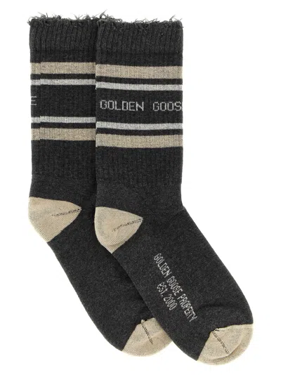 Golden Goose Women Logo Socks In Black