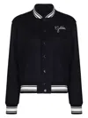 Golden Goose Dark Blue Virgin Wool Bomber Jacket In Blue