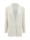 Golden Goose Blazer With Beaded Sleeves And Wool In White