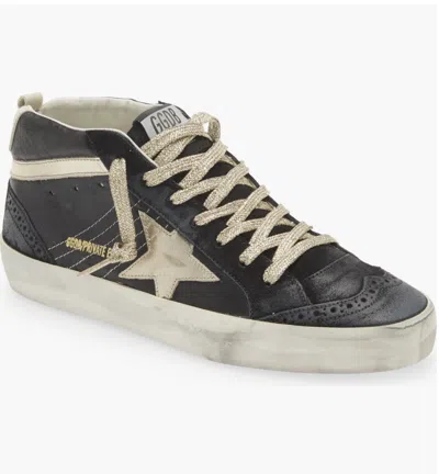 Pre-owned Golden Goose Women's Mid Star Glitter Sneaker, Black/ivory 4323 - Retail $625