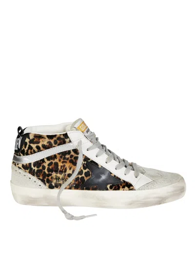 Golden Goose Women's Mid Star In Leopard Print Pony Skin With Star In Neutral