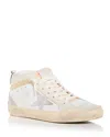 Golden Goose Mid Star Distressed Suede-trimmed Leather Sneakers In White
